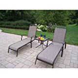 Oakland Living Cascade Sling 3-Piece Coffee Chaise Lounge Set with 2 Chaise Lounges and 20-Inch End Table For Sale