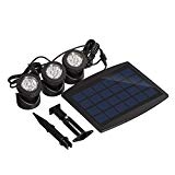 Solar Powered Adjustable Waterproof Outdoor Security Night Light 18 LEDs Landscape Spotlight Projection Light with 3 Submersible Lamps for Garden Pool Pond Outdoor Decoration & Lighting, White