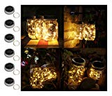 Cheap Sunlane 6 Pack Solar Mason Jar Lights, 20 Led String Fairy Firefly Lights Lids Insert for Regular Mouth Jars, Mason Jar,Patio,Lawn,Garden Decor (6, Warm White-20 LED)