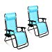 Ollieroo 2-Pack Blue Zero Gravity Lounge Chair with Pillow and Utility Tray Adjustable Folding Recliner Outdoor Patio Chair
