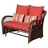 Sundale Outdoor 2 Person Wicker Loveseat Glider Bench Chair Patio Porch Swing with Rocker,Brown Wicker Review