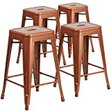 Flash Furniture 4 Pk. 24” High Backless Copper Indoor-Outdoor Counter Height Stool For Sale