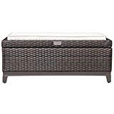 Cheap PATIOROMA Outdoor Aluminum Frame Patio Wicker Cushion Storage Ottoman Bench with Seat Cushion, Espresso Brown