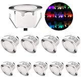 Cheap Color Changing Deck Lights Low Voltage IP67 Waterproof Recessed Outdoor Deck LED Step Lights for Patio Landscape Pathway Lighting Yard Decoration with Remote Control Pack of 10 (RGB)