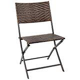 Flamaker Folding Patio Chair PE Wicker Rattan Chair Patio Furniture Dining chair and Camping Chair (Brown) Review