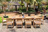 New 11 Pc Luxurious Grade-A Teak Dining Set – Large 117″ Rectangle Table And 10 Lua Stacking Arm Chairs #WHDSLUj For Sale