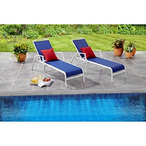 Exceptionally Comfortable Sand Dune Chaise Lounges ‘Perfect Near Your Poolside or Garden Area’, Set of 2 (Blue)