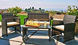 Outroad Outdoor Furniture 4 Piece Grey Wicker Patio Sofa Set – All Weather Cushioned Wicker Love Seat W/Glass Top Table & Two Armchairs For Sale Outroad Outdoor Furniture 4 Piece Grey Wicker Patio Sofa Set – All Weather Cushioned Wicker Love Seat W/Glass Top Table & Two Armchairs For Sale