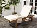 Safavieh Outdoor Collection Newport Teak Brown & Beige Chaise Lounge Chair with Side Table