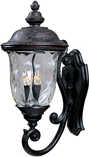 Maxim Lighting 3424WGOB Carriage House DC 3-Light Bottom Mount Outdoor 26.5-Inch Wall Lantern, Oriental Bronze Finish