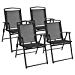 Devoko Patio Folding Deck Sling Back Chair Camping Garden Pool Beach Using Chairs Space Saving Set of 4 (Black)