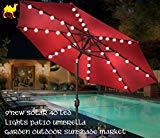 Cheap STRONG CAMEL 9’NEW SOLAR 40 LED LIGHTS PATIO UMBRELLA WITH CRANK TILT GARDEN OUTDOOR -BURGUNDY