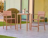 SUNCROWN Outdoor Bar Height Bistro (3-Piece Set) All Weather Steel Powder Coated Frame with Neutral Beige Water-Resistant Cushions Coffee Table | Patio, Backyard, Pool For Sale