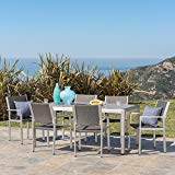 Coral Bay Outdoor 7Pc Grey Aluminum Dining Set w/Glass Table Top