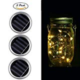 Cheap Solar Mason Jar Lids, Fredhome 3 Pack 10 LED String Fairy Lantern Lights Lid Insert for Outdoor Indoor Garden Path Yard Walkway Decoration (Jar Not Included, Warm White)