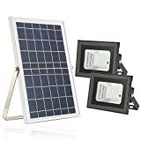 Solar Flood Lights with Remote,Moresun Dusk to Dawn 10W Dual 64 LEDs Solar Powered Led Security Floodlights for Flag Pole Garden Patio Business Sign Driveway