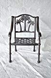 Palm Tree Outdoor Patio Dining Chair Dark Bronze Cast Aluminum Set of 4