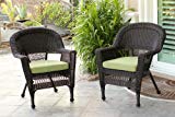 Jeco W00201_2-FS029-CS Wicker Chair with Green Cushion, Set of 2, Espresso Jeco W00201_2-FS029-CS Wicker Chair with Green Cushion, Set of 2, Espresso