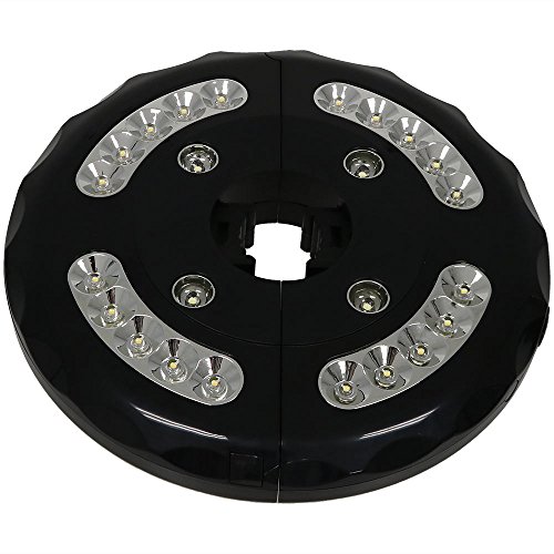 Sunnydaze Outdoor Patio Umbrella Lights, Cordless 24 LED, 4 Panel Battery Operated Pole and Camping Tent Light For Sale