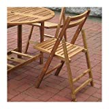 Folding Acacia Outdoor Dining Chairs–Set of 4 For Sale