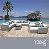 TKC Florence 13 Piece Patio Wicker Sofa Set in White TKC Florence 13 Piece Patio Wicker Sofa Set in White