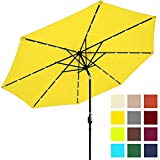 Best Choice Products 10ft Solar LED Lighted Patio Umbrella w/Tilt Adjustment – Yellow For Sale