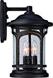 Luxury Rustic Outdoor Wall Light, Medium Size: 14.5″H x 9″W, with Colonial Style Elements, Wrought Iron Design, Oil Rubbed Parisian Bronze Finish and Seeded Glass, UQL1103 by Urban Ambiance For Sale