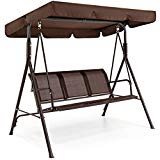 Best Choice Products 2-Person Outdoor Convertible Canopy Swing Chair Bench w/Weather Resistant Powder Finish – Brown For Sale Best Choice Products 2-Person Outdoor Convertible Canopy Swing Chair Bench w/Weather Resistant Powder Finish – Brown For Sale