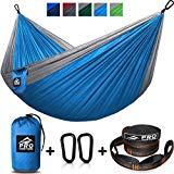 Double Camping Hammock – XL Hammocks, Free Premium Straps & Carabiners – Lightweight and Compact Parachute Nylon. Backpacker Approved and Ready for Adventure! 10×6.5FT Double Camping Hammock – XL Hammocks, Free Premium Straps & Carabiners – Lightweight and Compact Parachute Nylon. Backpacker Approved and Ready for Adventure! 10×6.5FT