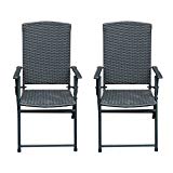 SunLife Folding Rattan Chairs Outdoor Indoor Foldable Camping Garden Furniture Chairs, Set of 2, Dark Brown Review