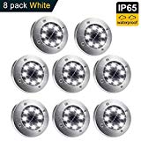 Cheap  Solar Ground Lights,8 LED Disk Lights Solar Powered Waterproof Garden Pathway Outdoor in-Ground Lights with Light Sensor