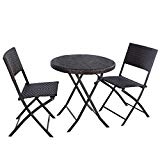 Giantex 3PC Folding Round Table & Chair Bistro Set Rattan Wicker Outdoor Furniture Giantex 3PC Folding Round Table & Chair Bistro Set Rattan Wicker Outdoor Furniture