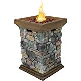 Cheap Sunnydaze Outdoor 30-Inch Tall Cast Rock Column Design Propane Gas Fire Pit