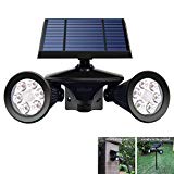 Solar Spotlights Solar Motion Sensor Spot Light 12 LED Solar Powered Outside Spotlights Adjustable Double Head for Outdoor Wall Yard Garden Garage Driveway (2-in-1) Review