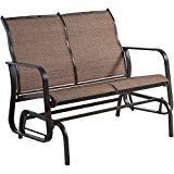 Brown Powder-Coated Steel Frame Waterproof, Breathable All-Weather Sling Fabric Fade Resistant UV Treated Sling Glider, Dimensions 33.86Wx45.67Lx35.43H For Sale