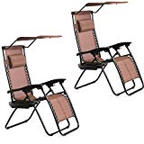 BestMassage 2 PCS Zero Gravity Chair Lounge Patio Chairs with canopy Cup Holder BestMassage 2 PCS Zero Gravity Chair Lounge Patio Chairs with canopy Cup Holder