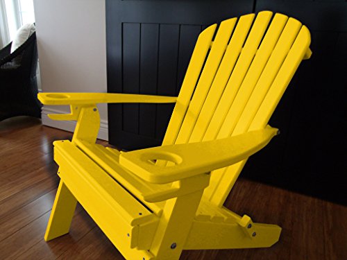 Poly Recycled Plastic Adirondack Chair with Two Cupholder-Yellow