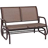 SUPERJARE Outdoor Swing Glider Chair, Patio Bench for 2 Person, Garden Rocking Seating – Brown For Sale