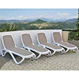 Cheap Omega Commercial Lounger 4-pack Tortora (Tan) Fabric with White Frame Cheap Omega Commercial Lounger 4-pack Tortora (Tan) Fabric with White Frame