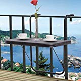 Tangkula Balcony Folding Deck Table Patio Outdoor Garden Adjustable Hanging Railing Serving Table Stand Black