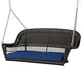 Jeco Inc. Espresso Resin Wicker Porch Swing with Blue Cushion Review