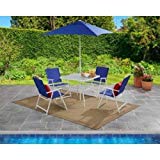 Mainstays Albany Lane 6-Piece Folding Seating Set (Blue) For Sale Mainstays Albany Lane 6-Piece Folding Seating Set (Blue) For Sale