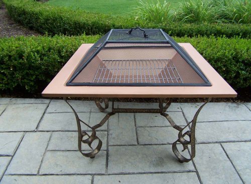 Oakland Living Victoria 33-Inch Fire Pit with Grill and Copper Bowl For Sale
