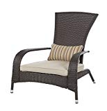 Patio Sense Coconino All-Weather-Wicker (Rich-Mocha) Adirondack Chair with Beige Cushion For Sale Patio Sense Coconino All-Weather-Wicker (Rich-Mocha) Adirondack Chair with Beige Cushion For Sale