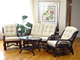 Cheap Malibu Rattan Wicker Living Room Set 4 Pieces 2 Lounge Chair Loveseat/sofa Coffee Table Dark Brown Cream Cushions Cheap Malibu Rattan Wicker Living Room Set 4 Pieces 2 Lounge Chair Loveseat/sofa Coffee Table Dark Brown Cream Cushions