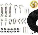 Cheap JITO Outdoor String Light Suspension Kit – 164 ft Vinyl Coated Stainless Steel Cable Guide Wire Hanging Halloween Christmas Holiday Decorative Lights Turnbuckle, Hooks Other Accessories