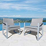 Corvus CC024 Alsace Outdoor Grey Wicker Club Chairs with Cushions (Set of 2), Durable, Elegant, Weatehr/UV Resistant For Sale