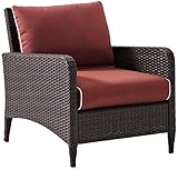 Crosley Furniture Kiawah Outdoor Wicker Arm Chair with Sangria Cushions - Brown Crosley Furniture Kiawah Outdoor Wicker Arm Chair with Sangria Cushions - Brown