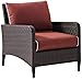 Crosley Furniture Kiawah Outdoor Wicker Arm Chair with Sangria Cushions - Brown