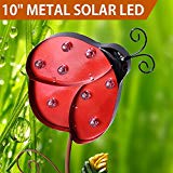 Bright Zeal 10″ Metal Ladybug LED Solar Lights Outdoor – Red Ladybug Garden Statue Yard Art – Garden Decor Figurine Lights Lamps – Garden Stakes for Outdoor Decorations Solar Stake Lights Outdoor Review